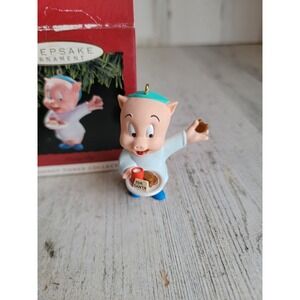 Hallmark porky pig cookies for Santa ornament‎ Xmas vintage